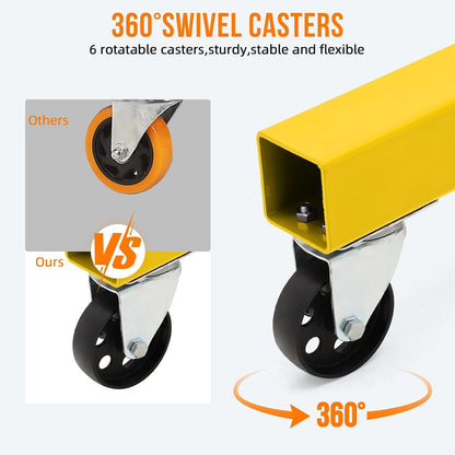 Engine Hoist with Lever, 2 T 4000 Lbs Heavy Duty Folding Cherry Picker Engine Lift Hydraulic Tilting Engine Shop Crane with 6 Iron Caster Wheels Telescopic Boom Hitch, Yellow