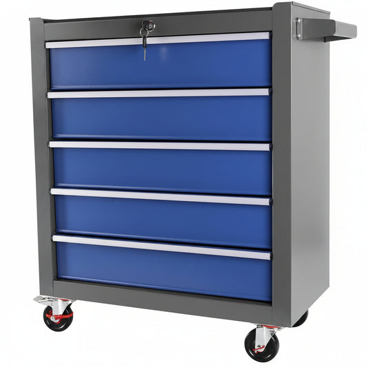 5 Drawers Rolling Tool Chest with Wheels, Rolling Tool Chest, Portable Rolling Tool Box on Wheels, Tool Chest Organizer for Garage, Workshop, Home Crafts Use Blue as Shown