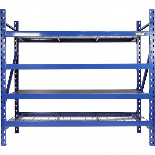 Garage Storage Shelves - Heavy Duty 4-Tier Adjustable Metal Wire Shelving Units with 8000 Lbs Total Capacity for Garage Basement Racking Organization - 72" H X 77" W X 24" D