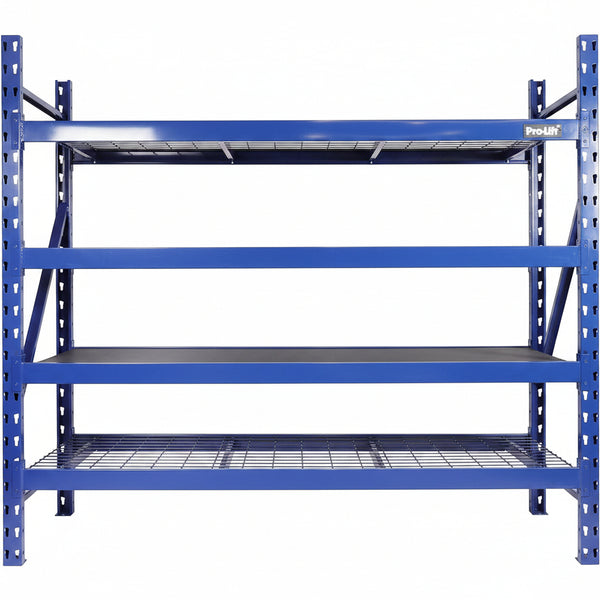 Garage Storage Shelves - Heavy Duty 4-Tier Adjustable Metal Wire Shelving Units with 8000 Lbs Total Capacity for Garage Basement Racking Organization - 72" H X 77" W X 24" D