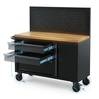 Tool Chest Workbench, 61-Inch Rolling Tool Chest with Wheels, 10 Drawers, Multifunctional Tool Cart Mechanic Tool Storage Cabinet for Garage, Assembled Large Tool Box Storage Cabinet, Black — How It Works