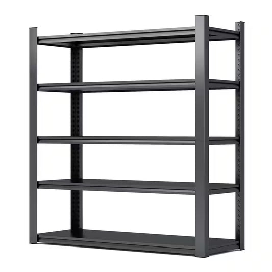 72 In. H 5-Tier Metal Shelves 2000 Lbs. Heavy Duty Storage Shelve Adjustable Garage Shelf Industrial Shelving Unit-Black