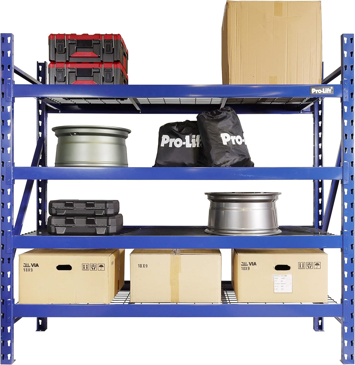 Garage Storage Shelves - Heavy Duty 4-Tier Adjustable Metal Wire Shelving Units with 8000 Lbs Total Capacity for Garage Basement Racking Organization - 72" H X 77" W X 24" D