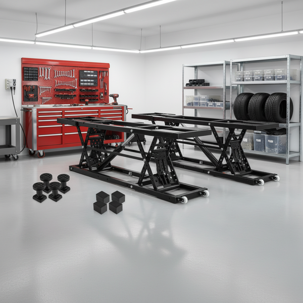 Car Lift, 25.6 Max. Height, 5, 000 LBS Capacity Portable Car Lift, with Extended-Length Plates, Heavy-Duty Carbon Steel Truck Lift with 120V Power Unit, Auto Car Jack Lifts for Home Garage Shop