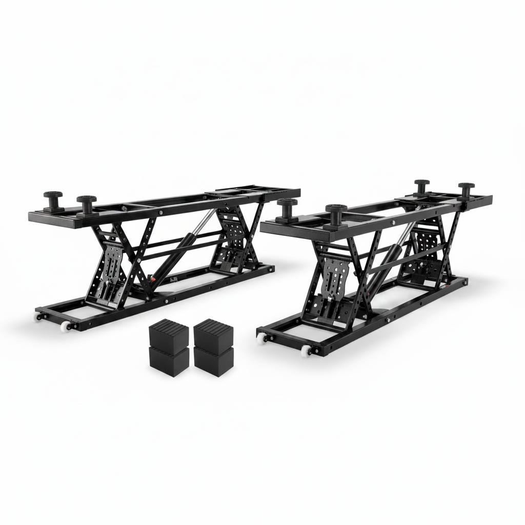 Car Lift, 25.6 Max. Height, 5, 000 LBS Capacity Portable Car Lift, with Extended-Length Plates, Heavy-Duty Carbon Steel Truck Lift with 120V Power Unit, Auto Car Jack Lifts for Home Garage Shop